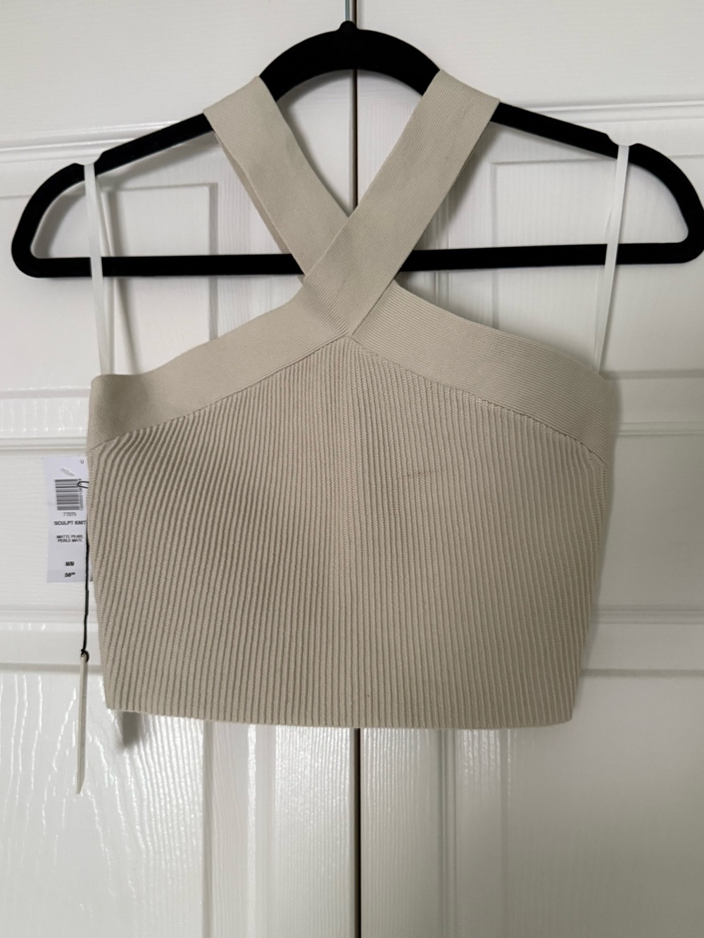 Aritzia Sculpt Knit Criss Cross Cropped Tank Rib-knit cross-front halter top
